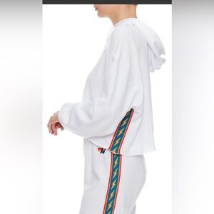 Aviator Nation BOLT STRIPE RELAXED CROPPED PULLOVER HOODIE & Joggers
